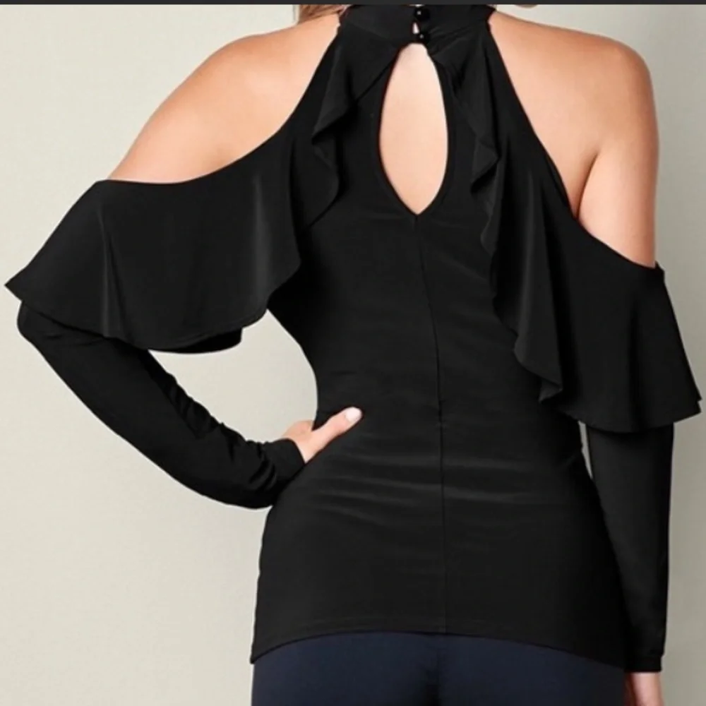 Cold Shoulder Ruffle Top - Picture 2 of 6